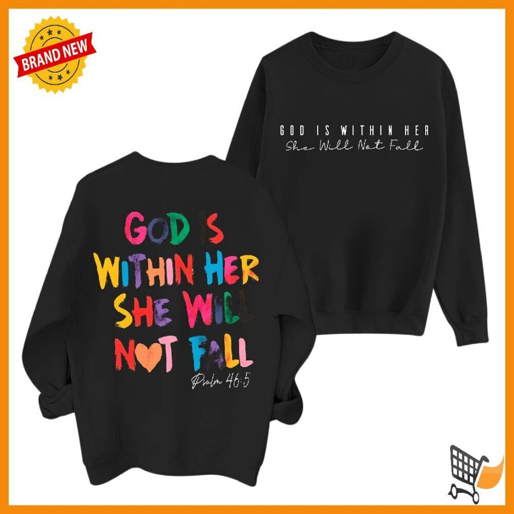 Oversized Cotton Sweatshirt Women's Inspirational Faith Hoodie Pullover